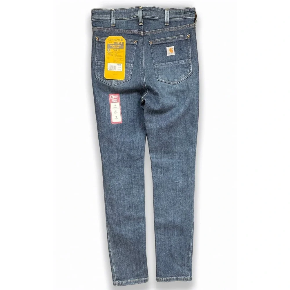 Carhartt Rugged Flex Slim Fit Tapered Jeans Womens 12 Regular Blue BD4976-W - Picture 2 of 4
